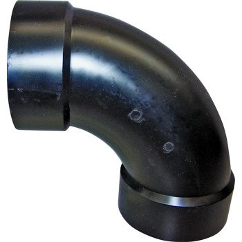 Canplas 102277BC Long Sweep Pipe Elbow, 2 in, Hub, 90 deg Angle, ABS, Black