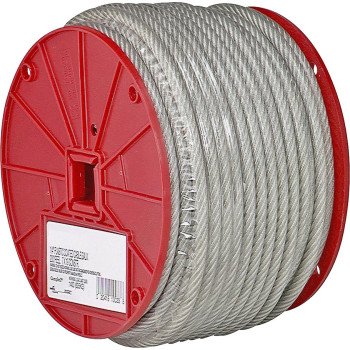 Campbell 7000897 Aircraft Cable, 1/4 in Dia, 200 ft L, 1400 lb Working Load, Steel