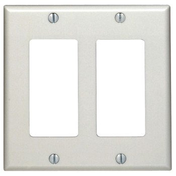 Leviton 80409-NW Wallplate, 4-1/2 in L, 4.56 in W, 2 -Gang, Nylon, White