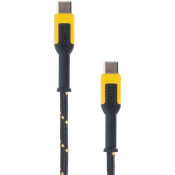 DEWALT 131 1362 DW2 Charger Cable, USB-C, USB-C, Kevlar Fiber Sheath, Black/Yellow Sheath, 4 ft L