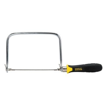 STANLEY 15-104 Coping Saw, 6-1/2 in L Blade, 15 TPI, HCS Blade, Cushion-Grip Handle, Plastic/Rubber Handle