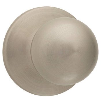 Kwikset 200P 15RCLRCSV1 Passage Knob, Zinc, Satin Nickel, 2-3/8 to 2-3/4 in Backset, 1-3/8 to 1-3/4 in Thick Door