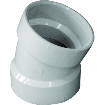 Canplas 192552 Pipe Elbow, 2 in, Hub, 22.5 deg Angle, PVC, White