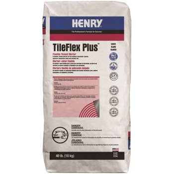 Henry 527 TileFlex Plus Series 13081 Thin-Set Mortar, White, Powder, 40 lb, Bag