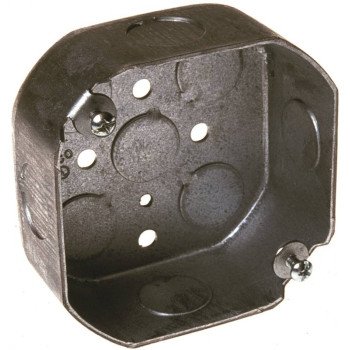 Raco 8125 Octagonal Box, 3.563 in OAW, 1.813 in OAD, 3.563 in OAH, 8-Knockout, Steel Housing Material, Gray