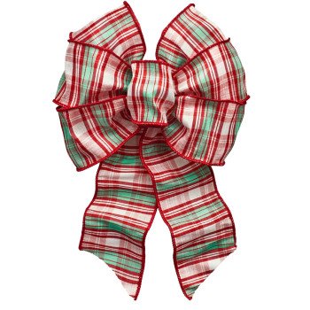 Holidaytrims 6161 Wired Bow, Red/White/Green, 7 Loops, 8-1/2 x 14 in