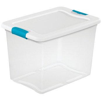 Sterilite 14958006 Latching Box, Plastic, Clear/White, 16-1/4 in L, 11-1/4 in W, 11-5/8 in H