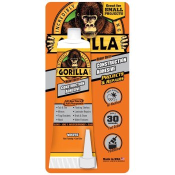 Gorilla 8120001 Construction Adhesive, White, 2.5 oz Tube