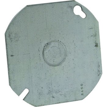 Raco 724 Box Cover, 4 in Dia, 0.063 in L, 3.63 in W, Octagonal, 1-Gang, Steel, Gray, Pre-Coated Zinc