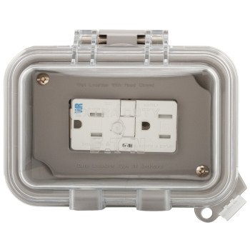 Eaton WIUXHTWRSGF15W GFCI Outlet Box, 4-1/2 in L, 6 in W, Polycarbonate, Gray