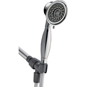 Waterpik PowerSpray VAT-343E Handheld Shower, 1/2 in Connection, 1.8 gpm, 3-Spray Function, Metal, Chrome, 5 ft L Hose