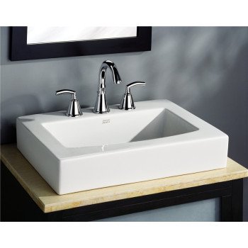 American Standard Boxe 0504008.020 Vessel Sink, Rectangle Basin, 8 in Faucet Centers, 23-1/4 in OAW, 17-1/2 in OAH