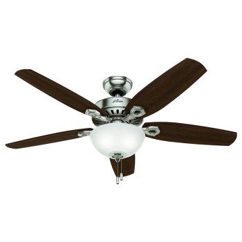 Hunter 53090 Ceiling Fan, 5-Blade, Brazilian Cherry/Stained Oak Blade, 52 in Sweep, 3-Speed, With Lights: Yes