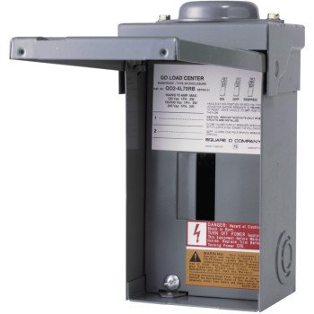 Square D QO QO24L70RBCP Load Center, 70 A, 2 -Space, 4 -Circuit, Main Lug, NEMA 3R Enclosure, Plug Mounting, Gray