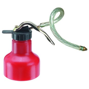 LubriMatic 50-592 Pistol Flexible Oiler, 6 oz, 4-1/4 in H, Flexible Spout, Steel, Epoxy-Coated, Red