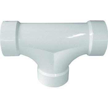 Canplas 193724 2-Way Cleanout Pipe Tee, 4 in, Hub, PVC, White