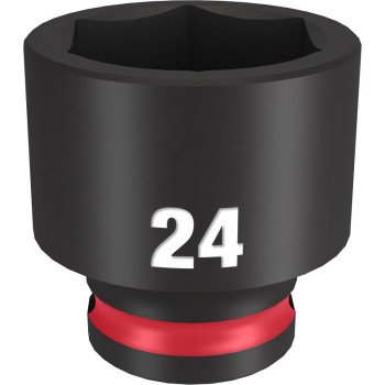 Milwaukee SHOCKWAVE Impact Duty Series 49-66-6147 Shallow Impact Socket, 24 mm Socket, 3/8 in Drive, Square Drive