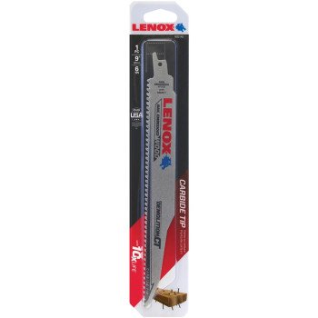 Lenox Demolition CT 1832143 Reciprocating Saw Blade, 1 in W, 9 in L, 6 TPI, Carbide Cutting Edge