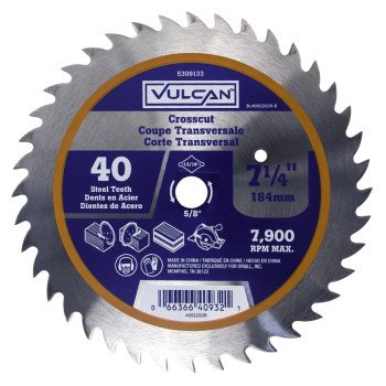 Vulcan 409320OR Circular Saw Blade, 7-1/4 in Dia, 5/8 and 13/16 Diamond in Arbor