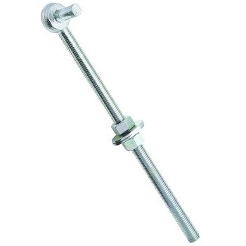 National Hardware N130-583 Full Threaded Bolt Hook, 12 in L, Steel, Zinc-Plated