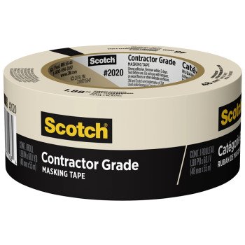 Scotch 2020-2A Masking Tape, 60 yd L, 2 in W, Crepe Paper Backing, Beige