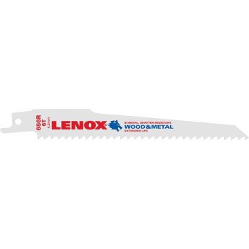 Lenox 20572656R Reciprocating Saw Blade, 3/4 in W, 6 in L, 6 TPI, High-Speed Cobalt Cutting Edge