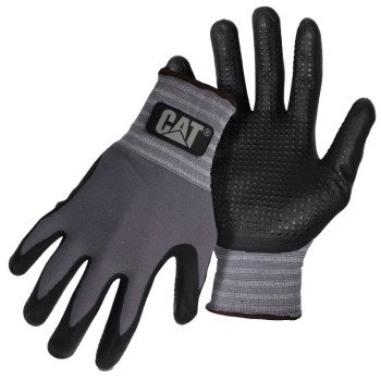 Cat CAT017419L Gloves, L, Knit Wrist Cuff, Nitrile Coating, Nylon, Gray