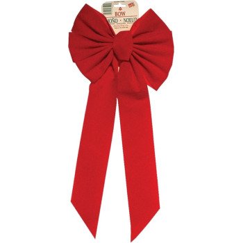 Holidaytrims 7964 Outdoor Bow, 1 in H, Velvet, Red