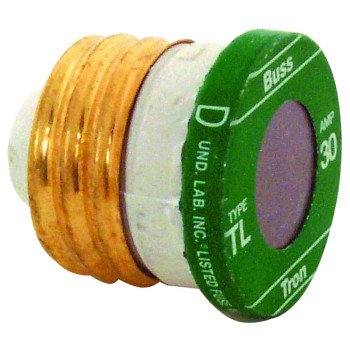 Bussmann TL-30 Plug Fuse, 30 A, 125 V, 10 kA Interrupt, Plastic Body, Low Voltage, Time Delay Fuse