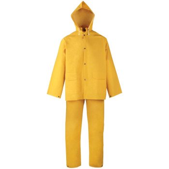 Diamondback SRS3/111-M Rain Suit, M, 28-1/2 in Inseam, Polyester/PVC, Yellow, Comfortable Corduroy Collar