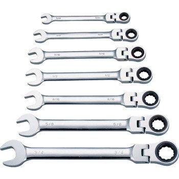 Vulcan FPG7I Wrench Set, 7-Piece, Chrome Vanadium Steel, Mirror Polish, Silver, Specifications: SAE Measurement