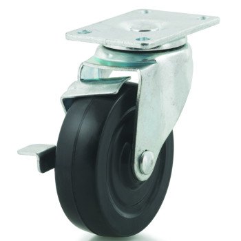 Dh Casters C-LM4P1RSB Swivel Caster, 4 in Dia Wheel, 1-1/4 in W Wheel, Rubber Wheel, 265 lb