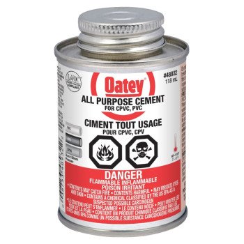 Oatey 31575 Medium Bodied All Purpose Pipe Cement, Brush-Top Can, Liquid, Ether Like, 14 - 23 Deg F, 510 g/l VOC