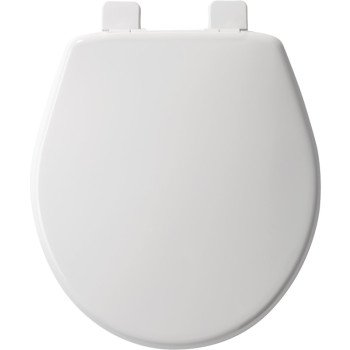 Mayfair 580ARSL 000 Toilet Seat, Round, Plastic, White, Top-Tite Hinge