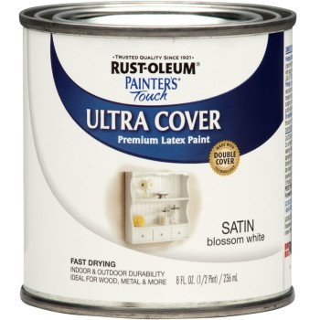 Rust-Oleum 267300 Latex Enamel Paint, Satin, Blossom White, 0.5 pt