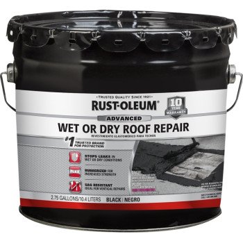 Rust-Oleum 347431 Wet Roof Repair, Black, Liquid, 3.3 gal