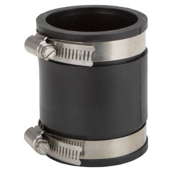 ProSource FC56-22 Coupling, 2 x 2 in, Cast Iron, Plastic and Steel Drain Pipes, PVC, Black