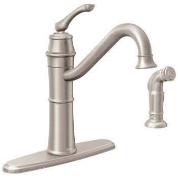 Moen Wetherly Series 87999SRS Kitchen Faucet, 1.5 gpm, 1-Faucet Handle, Stainless Steel, Stainless Steel, Deck Mounting