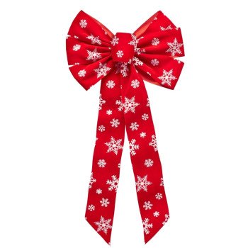 Holidaytrims 6083 Christmas Specialty Decoration, 1 in H, Snowflakes, Velvet, Red/White