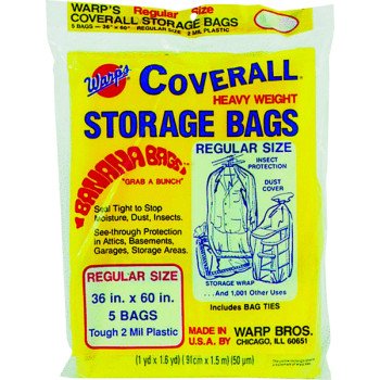 Warp's Banana Bags CB-36 Storage Bag, R, Plastic, Yellow, 36 in L, 60 in W, 2 mil Thick