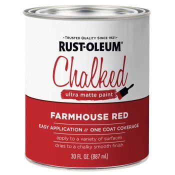 Rust-Oleum 329211 Chalk Spray Paint, Ultra Matte Chalky, Farmhouse Red, 30 oz, Can