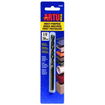 ARTU 01040 Jobber Drill Bit, 5/16 in Dia, 4-1/2 in OAL, Parabolic Flute, 5/16 in Dia Shank, Straight Shank