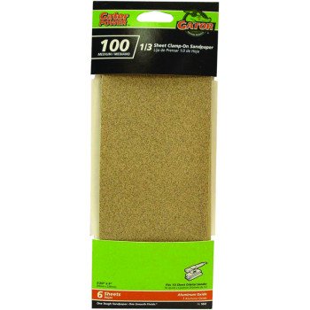 Gator 5042 Sanding Sheet, 3-2/3 in W, 9 in L, 100 Grit, Medium, Aluminum Oxide Abrasive, Paper Backing