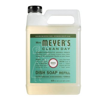 Mrs. Meyer's Clean Day 11182 Dish Soap Refill, 48 fl-oz Bottle, Liquid, Basil, Colorless