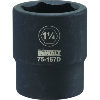 DEWALT DWMT75157OSP Impact Socket, 1-1/4 in Socket, 3/4 in Drive, 6-Point, CR-440 Steel, Black Oxide