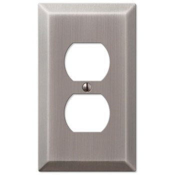 Amerelle Century 163DAN Outlet Wallplate, 4-15/16 in L, 2-7/8 in W, 1 -Gang, Steel, Antique Nickel, Screw Mounting