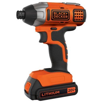 Black+Decker BDCI20C Impact Driver, Battery Included, 20 V, 1.5 Ah, 1/4 in Drive, Hex Drive, 3900 ipm