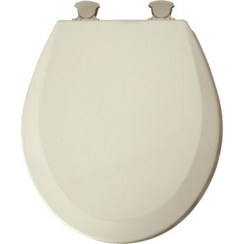 Mayfair 41EC 346/46EC Toilet Seat, Round, Wood, Biscuit, Twist Hinge