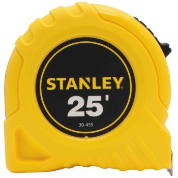 STANLEY 30-455 Measuring Tape, 25 ft L Blade, 1 in W Blade, Steel Blade, ABS Case, Yellow Case