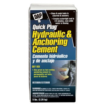 DAP Quick Plug 14086 Hydraulic and Anchoring Cement, Powder, Gray, 28 days Curing, 5 lb Box